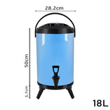NNEAGS 8X 18L Stainless Steel Insulated Milk Tea Barrel Hot and Cold Beverage Dispenser Container with Faucet Blue