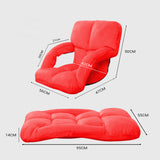 NNEAGS 2X Foldable Lounge Cushion Adjustable Floor Lazy Recliner Chair with Armrest Red