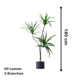 NNEAGS 4X 180cm Green Artificial Indoor Brazlian Iron Tree Fake Plant Decorative 3 Heads