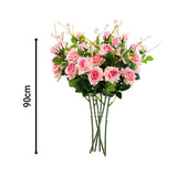 NNEAGS 6 Bunch Artificial Silk Rose 5 Heads Flower Fake Bridal Bouquet Table Decor Pink