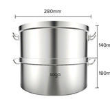 NNEAGS 2X 304 Stainless Steel Steamer With 2 Tiers Top Food Grade 28*18cm