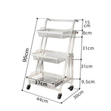 NNEAGS 3 Tier Steel White Adjustable Kitchen Cart Multi-Functional Shelves Portable Storage Organizer with Wheels