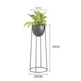 NNEAGS 4X 50cm Round Wire Metal Flower Pot Stand with Black Flowerpot Holder Rack Display
