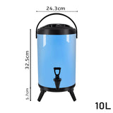 NNEAGS 10L Stainless Steel Insulated Milk Tea Barrel Hot and Cold Beverage Dispenser Container with Faucet Blue