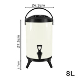 NNEAGS 2X 8L Stainless Steel Insulated Milk Tea Barrel Hot and Cold Beverage Dispenser Container with Faucet White