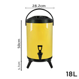 NNEAGS 4X 18L Stainless Steel Insulated Milk Tea Barrel Hot and Cold Beverage Dispenser Container with Faucet Yellow