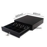 NNEAGS 2X Black Heavy Duty Cash Drawer Electronic 4 Bills 8 Coins Cheque Slot Tray Pos 410