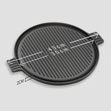 NNEAGS 2X 43cm Round Ribbed Cast Iron Frying Pan Skillet Steak Sizzle Platter with Handle