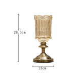 NNEAGS 2X 28cm Transparent Glass Flower Vase with Metal Base Filler Vase