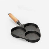 NNEAGS 2X 3 Mold Cast Iron Breakfast Fried Egg Pancake Omelette Fry Pan