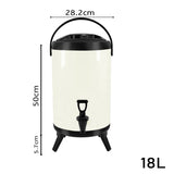 NNEAGS 2X 18L Stainless Steel Insulated Milk Tea Barrel Hot and Cold Beverage Dispenser Container with Faucet White