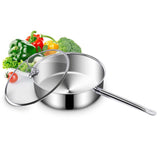 NNEAGS 28cm Stainless Steel Saucepan Sauce pan with Glass Lid and Helper Handle Triple Ply Base Cookware