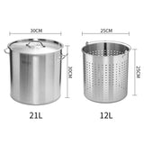 NNEAGS 21L 18/10 Stainless Steel Stockpot with Perforated Stock Pot Basket Pasta Strainer