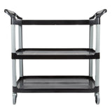 NNEAGS 3 Tier Food Trolley Food Waste Cart Storage Mechanic Kitchen Black Large