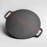 NNEAGS 2X 37cm Cast Iron Induction Crepes Pan Baking Cookie Pancake Pizza Bakeware