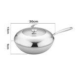 NNEAGS 2X 18/10 Stainless Steel Fry Pan 30cm Frying Pan Top Grade Cooking Non Stick Interior Skillet with Lid