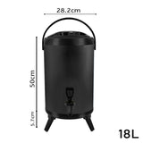 NNEAGS 4X 18L Stainless Steel Insulated Milk Tea Barrel Hot and Cold Beverage Dispenser Container with Faucet Black