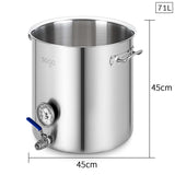 NNEAGS Stainless Steel 71L No Lid Brewery Pot With Beer Valve 45*45cm