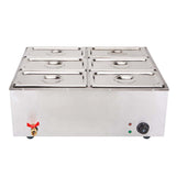 NNEAGS 2X Stainless Steel 6 X 1/3 GN Pan Electric Bain-Marie Food Warmer with Lid