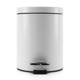 NNEAGS Foot Pedal Stainless Steel Rubbish Recycling Garbage Waste Trash Bin Round 12L White