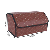 NNEAGS Leather Car Boot Collapsible Foldable Trunk Cargo Organizer Portable Storage Box Coffee/Gold Stitch Large