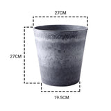NNEAGS 27cm Weathered Grey Round Resin Plant Flower Pot in Cement Pattern Planter Cachepot for Indoor Home Office