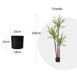NNEAGS 150cm Artificial Natural Green Dracaena Yucca Tree Fake Tropical Indoor Plant Home Office Decor