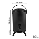 NNEAGS 4X 10L Stainless Steel Insulated Milk Tea Barrel Hot and Cold Beverage Dispenser Container with Faucet Black