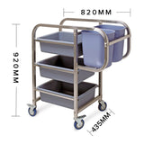 NNEAGS 3 Tier Food Trolley Food Waste Cart Five Buckets Kitchen Food Utility 82x43x92cm Square