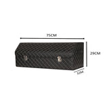 NNEAGS Leather Car Boot Collapsible Foldable Trunk Cargo Organizer Portable Storage Box Black/White Stitch with Lock Large