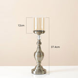 NNEAGS 37.4cm Glass Candlestick Candle Holder Stand Pillar Glass/Iron Metal