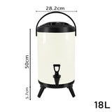 NNEAGS 18L Stainless Steel Insulated Milk Tea Barrel Hot and Cold Beverage Dispenser Container with Faucet White