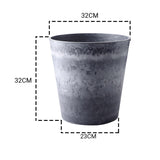 NNEAGS 32cm Weathered Grey Round Resin Plant Flower Pot in Cement Pattern Planter Cachepot for Indoor Home Office