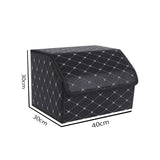 NNEAGS Leather Car Boot Collapsible Foldable Trunk Cargo Organizer Portable Storage Box Black/Gold Stitch Medium