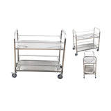NNEAGS 2X 2 Tier 85x45x90cm Stainless Steel Drink Wine Food Utility Cart Medium