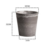NNEAGS 32cm Rock Grey Round Resin Plant Flower Pot in Cement Pattern Planter Cachepot for Indoor Home Office