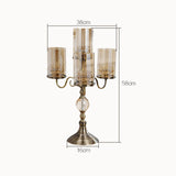 NNEAGS 58cm 4-Slots Glass Candlestick Candle Holder Stand Pillar Glass/Iron Metal