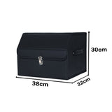 NNEAGS 4X Leather Car Boot Collapsible Foldable Trunk Cargo Organizer Portable Storage Box With Lock Black Small