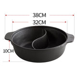 NNEAGS 32CM Round Cast Iron Shabu Shabu Hotpot Beef Chicken Stew Wok Two-Flavor Division