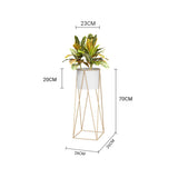 NNEAGS 4X 70cm Gold Metal Plant Stand with White Flower Pot Holder Corner Shelving Rack Indoor Display