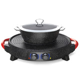 NNEAGS 2 in 1 Electric Stone Coated Teppanyaki Grill Plate Steamboat Hotpot