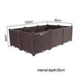 NNEAGS 2X 120cm Raised Planter Box Vegetable Herb Flower Outdoor Plastic Plants Garden Bed Deepen