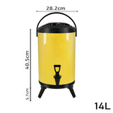 NNEAGS 4X 14L Stainless Steel Insulated Milk Tea Barrel Hot and Cold Beverage Dispenser Container with Faucet Yellow