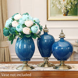 NNEAGS 3pcs Artificial Silk with 15 Heads Flower Fake Rose Bouquet Table Decor Blue