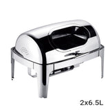 NNEAGS 4X 6.5L Stainless Steel Double Soup Tureen Bowl Station Roll Top Buffet Chafing Dish Catering Chafer Food Warmer Server