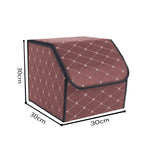 NNEAGS 4X Leather Car Boot Collapsible Foldable Trunk Cargo Organizer Portable Storage Box Coffee/Gold Stitch Small