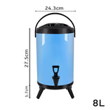 NNEAGS 2X 8L Stainless Steel Insulated Milk Tea Barrel Hot and Cold Beverage Dispenser Container with Faucet Blue