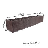 NNEAGS 200cm Raised Planter Box Vegetable Herb Flower Outdoor Plastic Plants Garden Bed Deepen