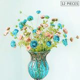 NNEAGS 12pcs Artificial Silk Flower Fake Rose Bouquet Table Decor Blue