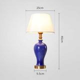 NNEAGS 4X Blue Ceramic Oval Table Lamp with Gold Metal Base